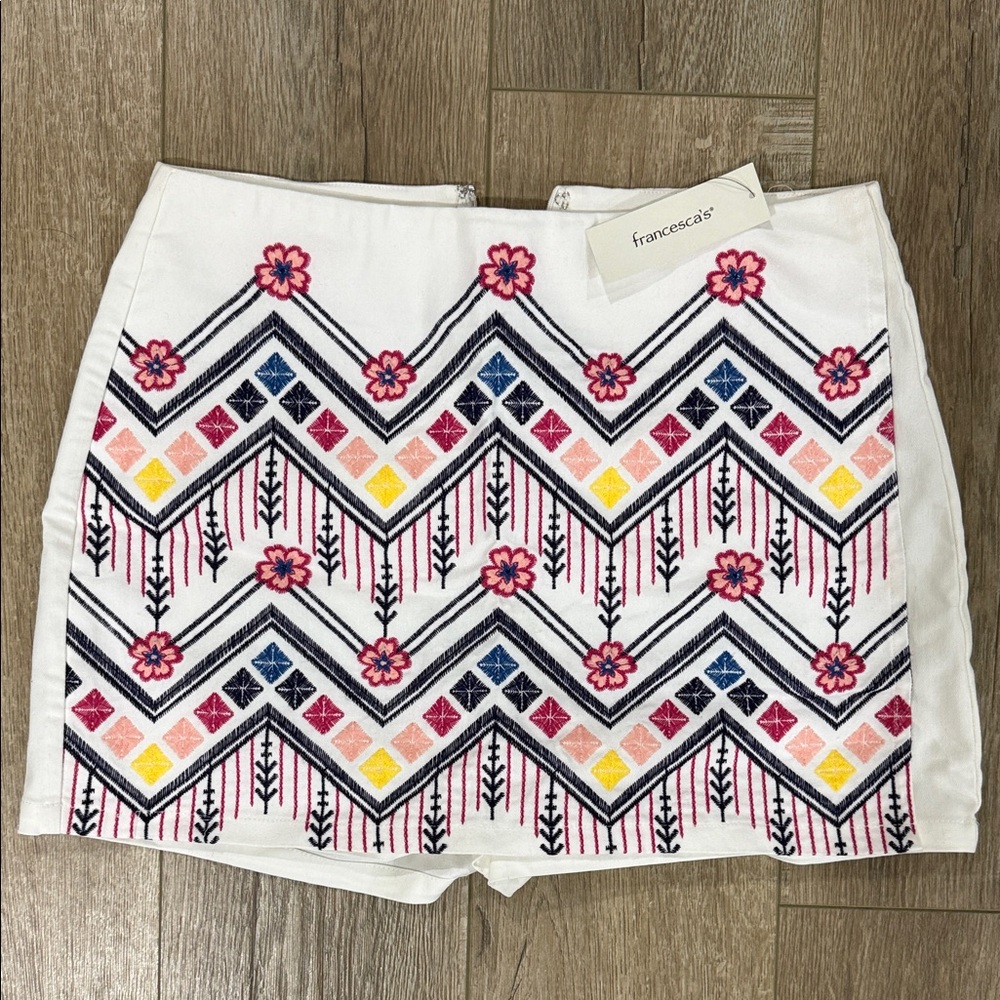 Mini Skirt Shorts with Colorful Embroidery